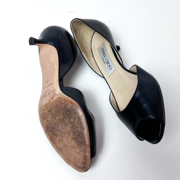 Jimmy Choo Black Peep Toe Heels - Picture 3 of 5